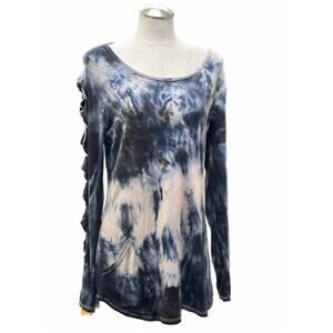 NEW ONE ESSENCE women's bonnie bow sleeve tee in navy tie dye